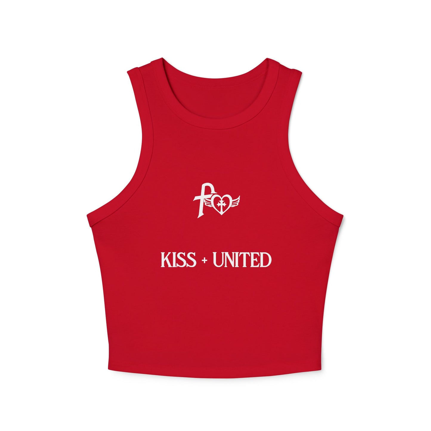 Kiss+United Faith White LG Women's Micro Rib Racer Tank Top