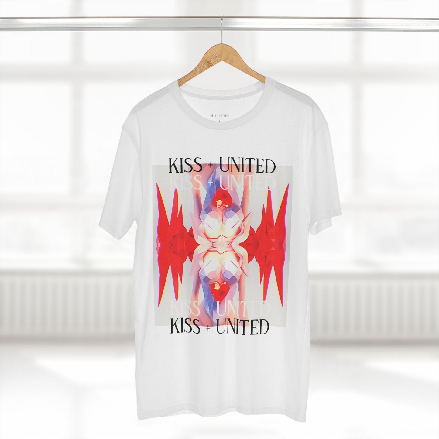 Kiss+United Heart Wings Adult White Tee