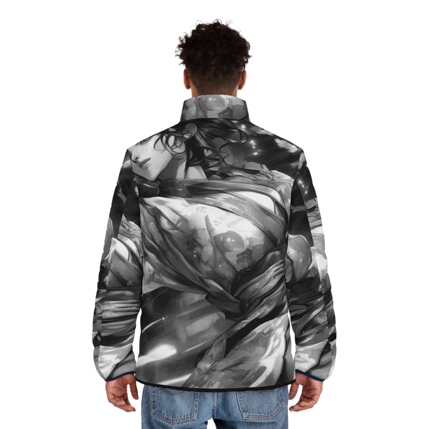Kiss+United Many Men's PII P1 Puffer Jacket (AOP) Black