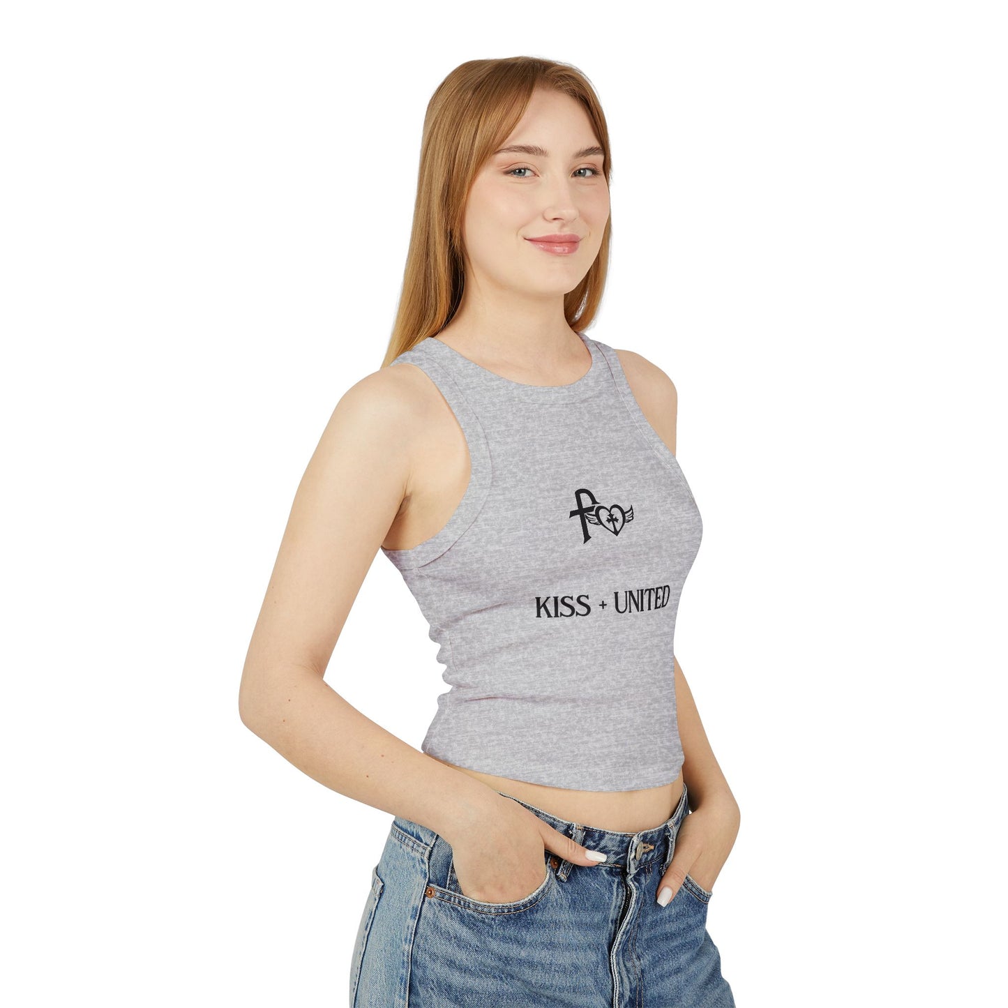 Kiss+United Faith Black LG Women's Micro Rib Racer Tank Top