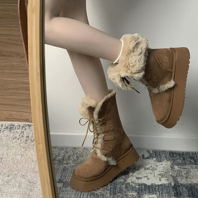 Kiss+United Warm Slugged Bottom Snow Boots For Women Winter