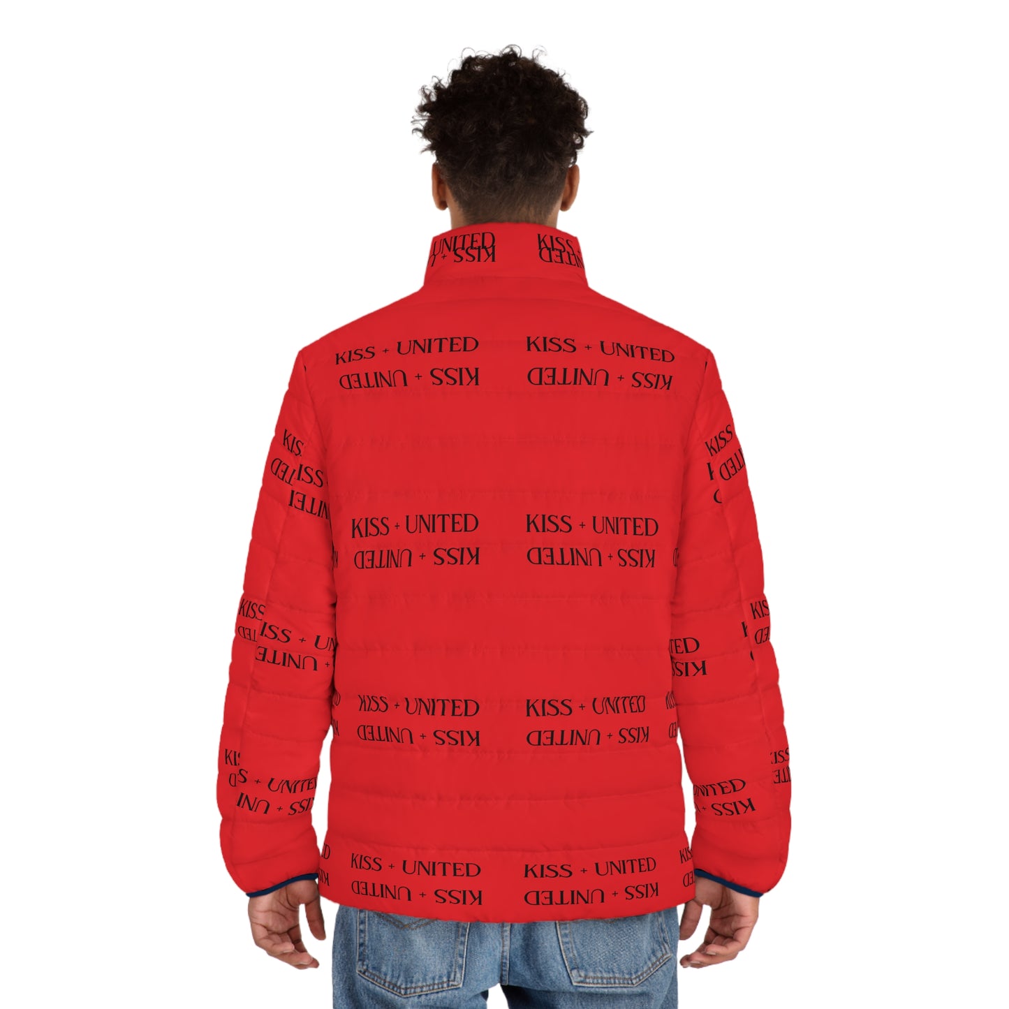 Kiss+United Many Men's Puffer Jacket (AOP) Dusk Red