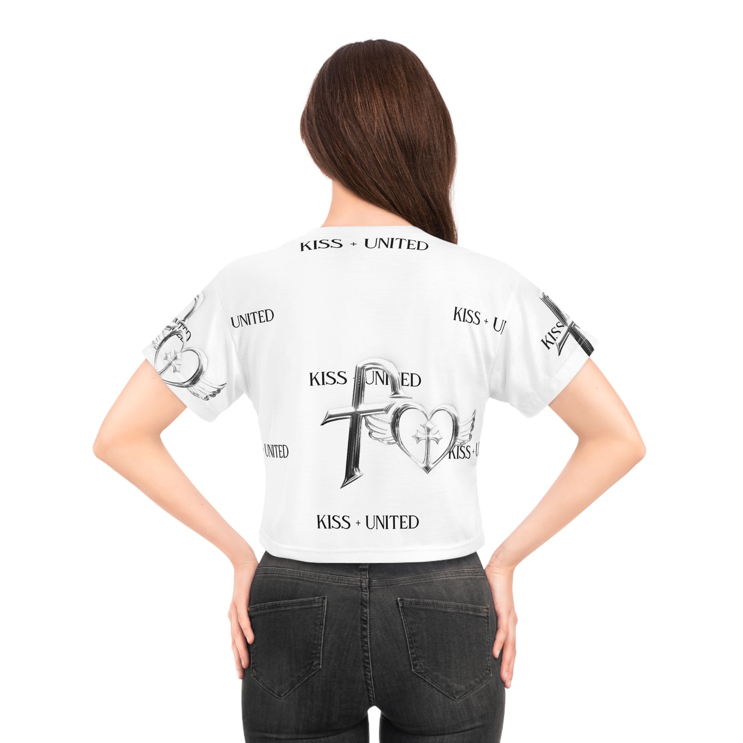 Kiss+United Faith Many Crop Tee White (AOP)