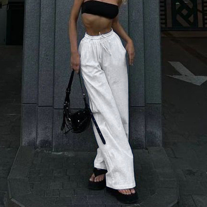 Kiss+United Simple Style Casual Drawstring Women Trousers