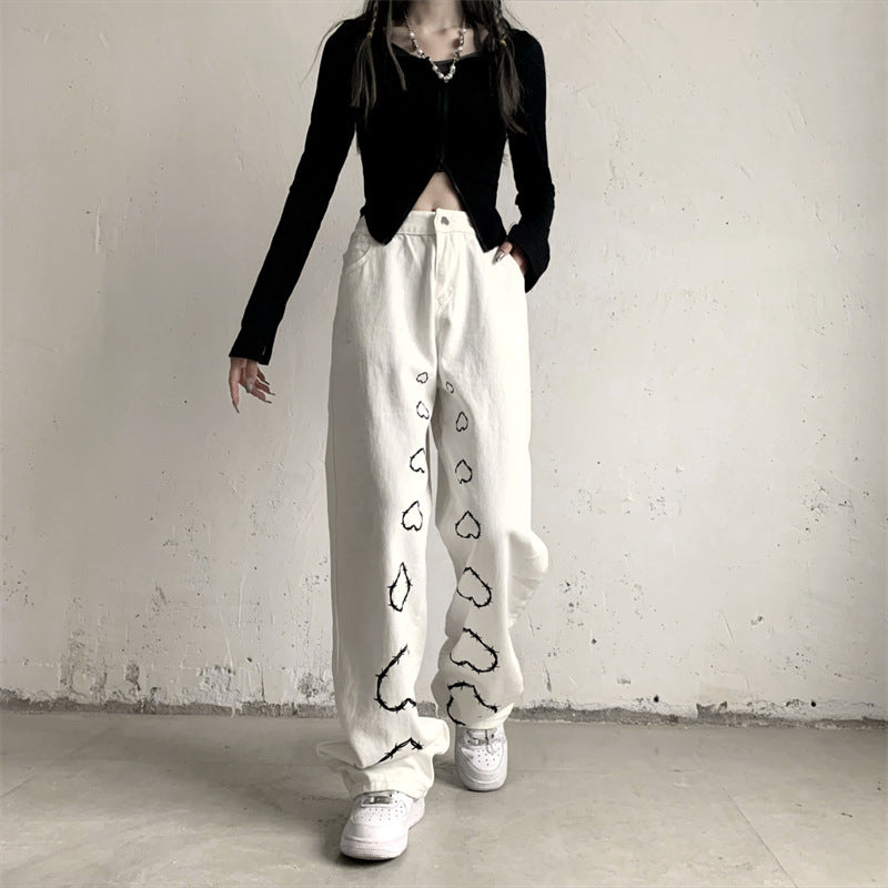 Kiss+United Heart Fall Street Women Jeans