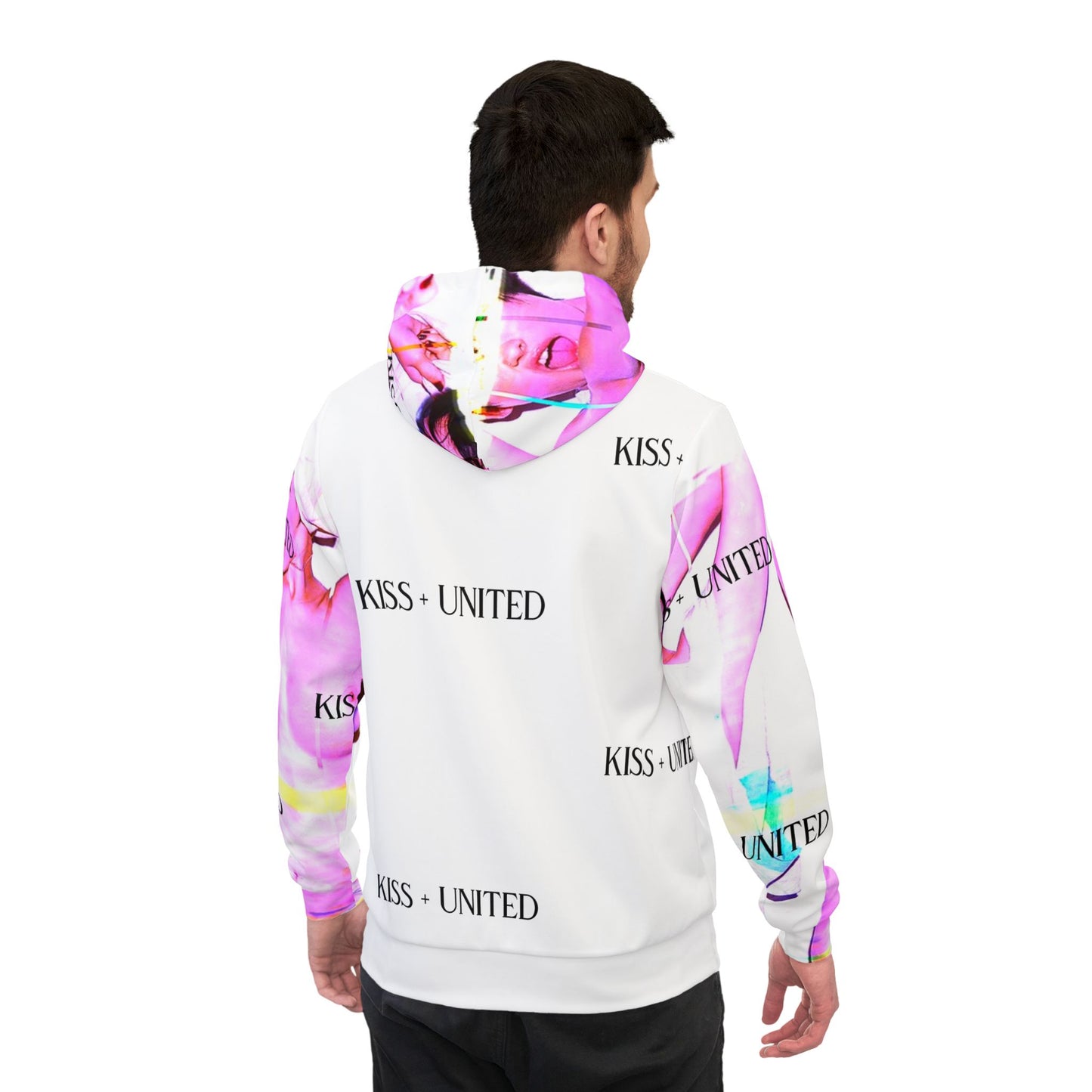 Kiss+United Nudestress Pink Athletic Hoodie (AOP)