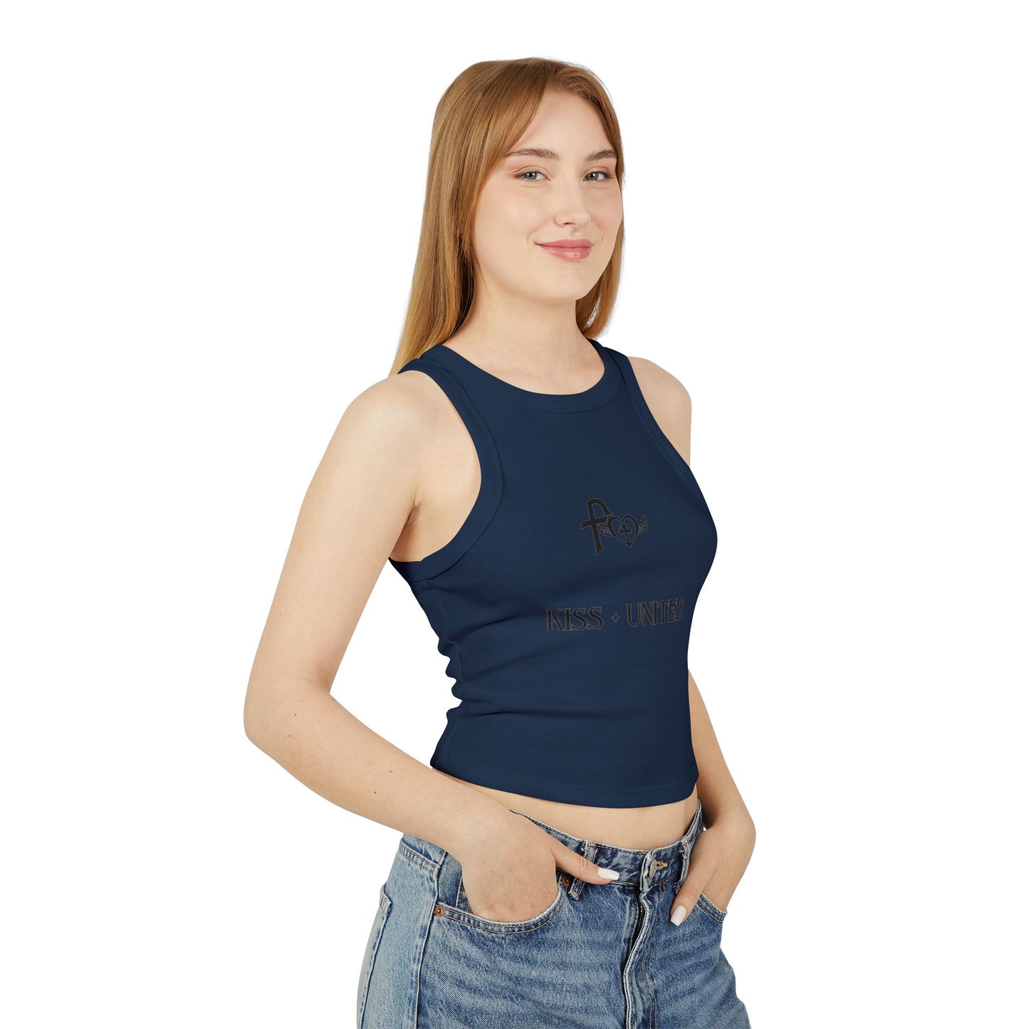 Kiss+United Faith Black LG Women's Micro Rib Racer Tank Top
