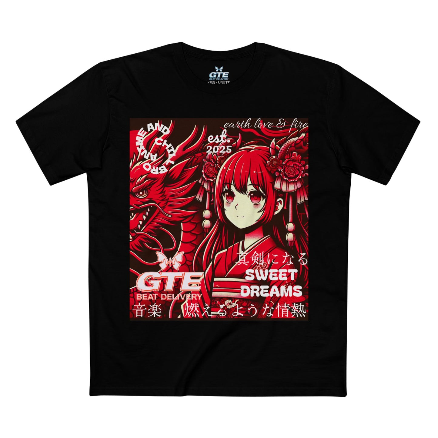 Kiss+United GTE Dragonstir Adult Black Tee