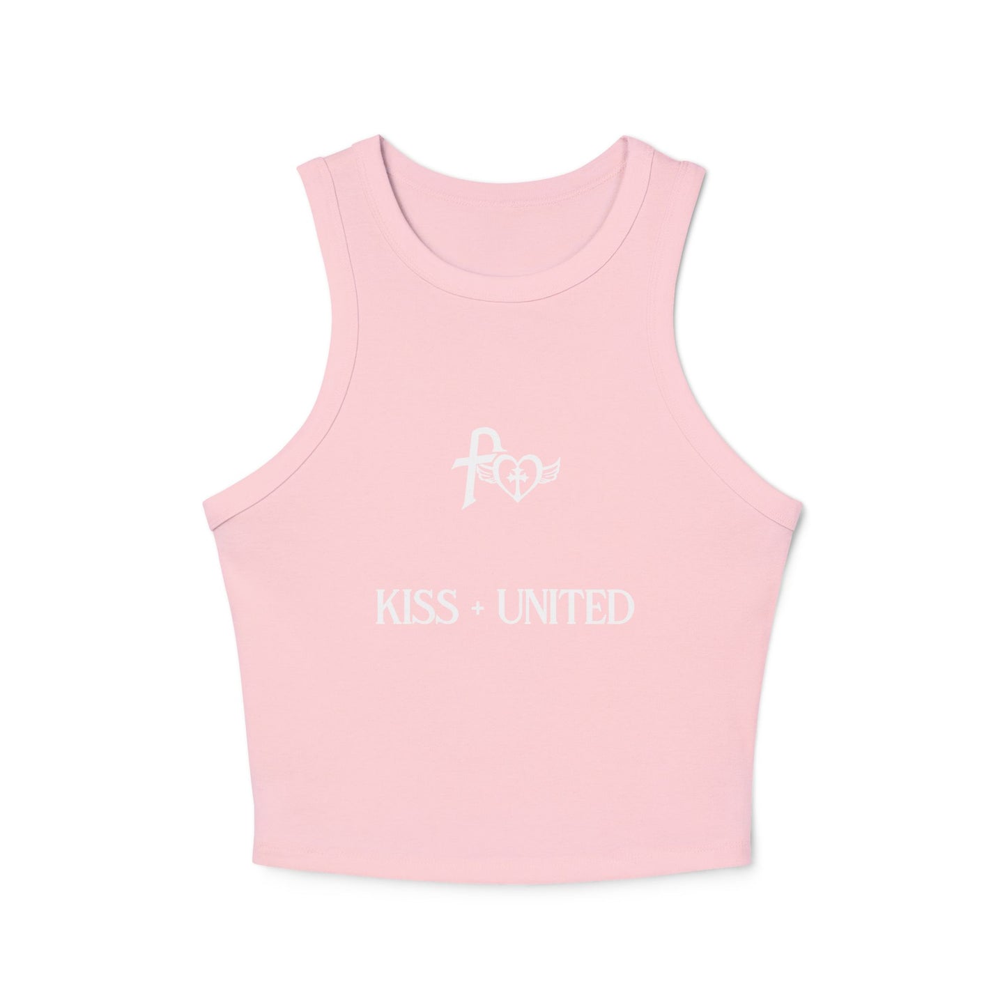 Kiss+United Faith White LG Women's Micro Rib Racer Tank Top