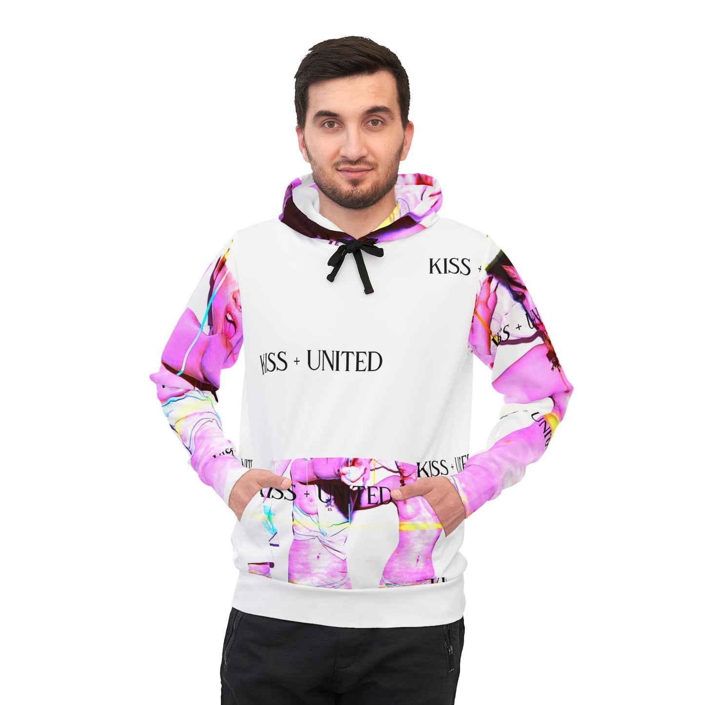 Kiss+United Nudestress Pink Athletic Hoodie (AOP)