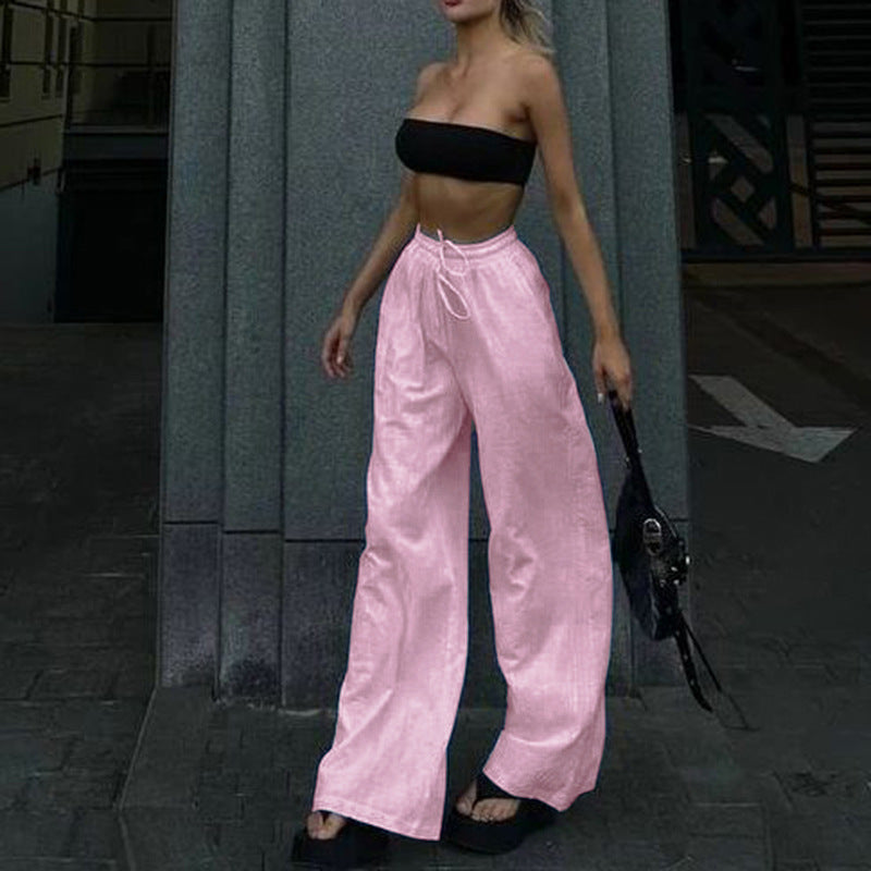 Kiss+United Simple Style Casual Drawstring Women Trousers