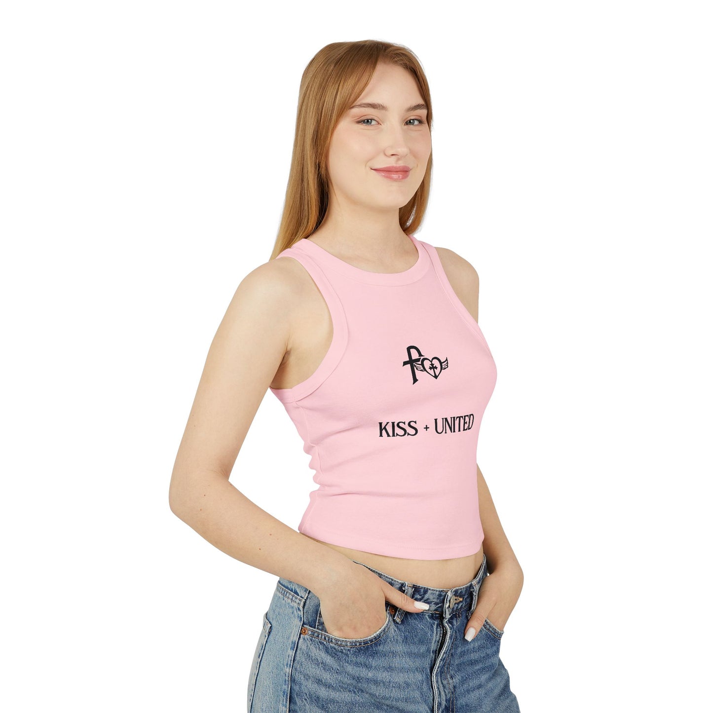 Kiss+United Faith Black LG Women's Micro Rib Racer Tank Top