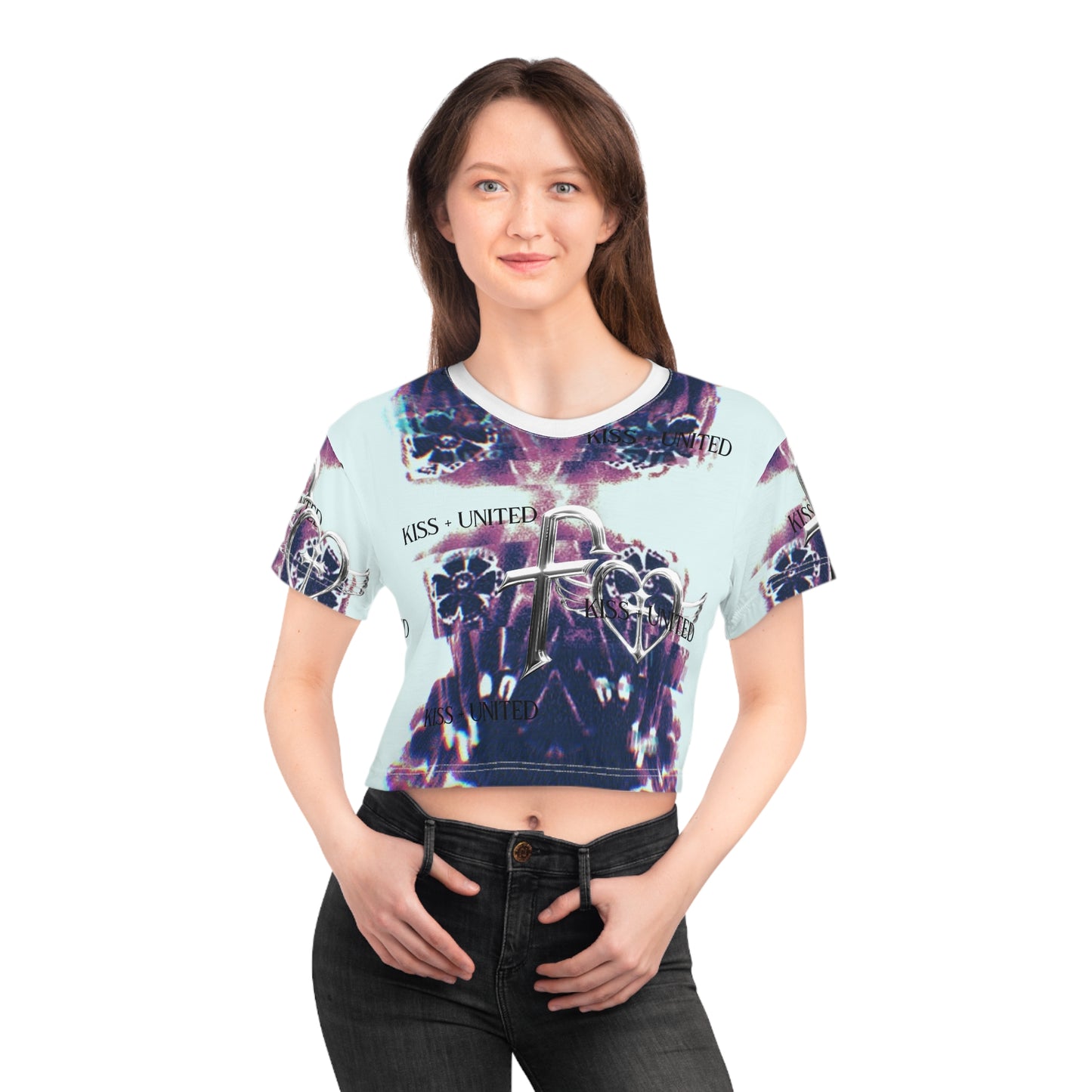 Kiss+United Faith Many New Era Crop Tee (AOP)