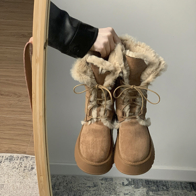 Kiss+United Warm Slugged Bottom Snow Boots For Women Winter
