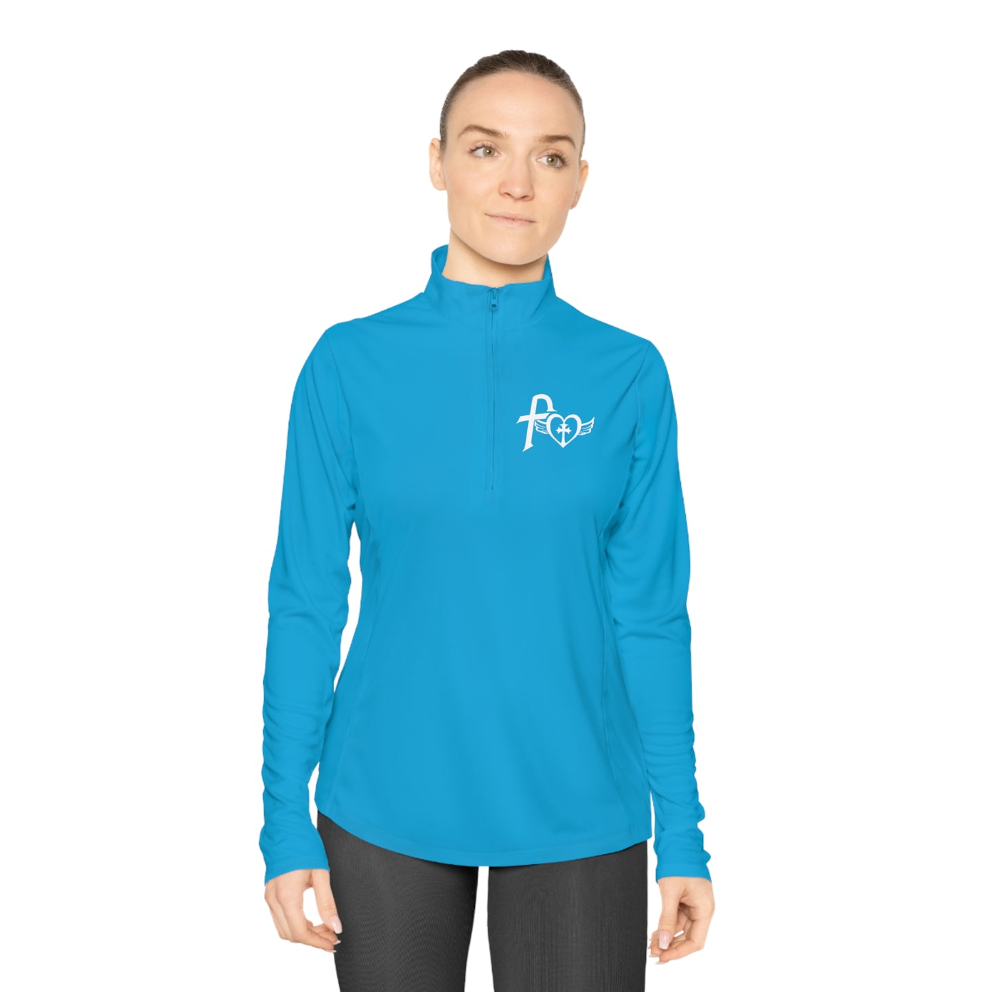 Kiss+United Faith White LG Ladies Quarter-Zip Pullover