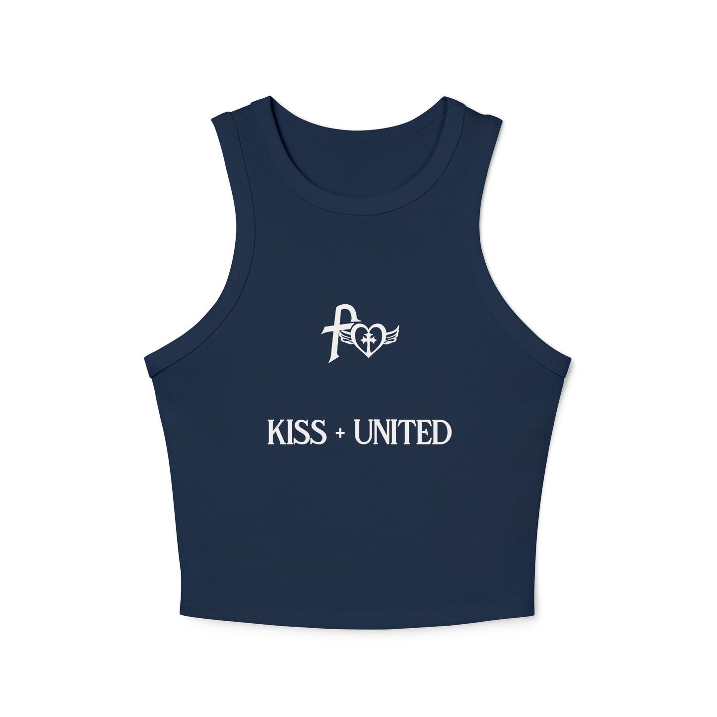 Kiss+United Faith White LG Women's Micro Rib Racer Tank Top