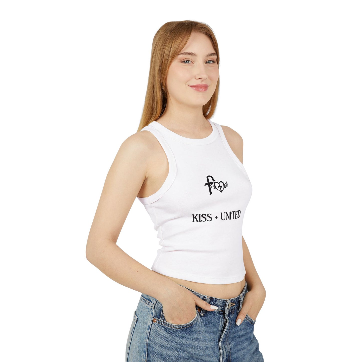 Kiss+United Faith Black LG Women's Micro Rib Racer Tank Top