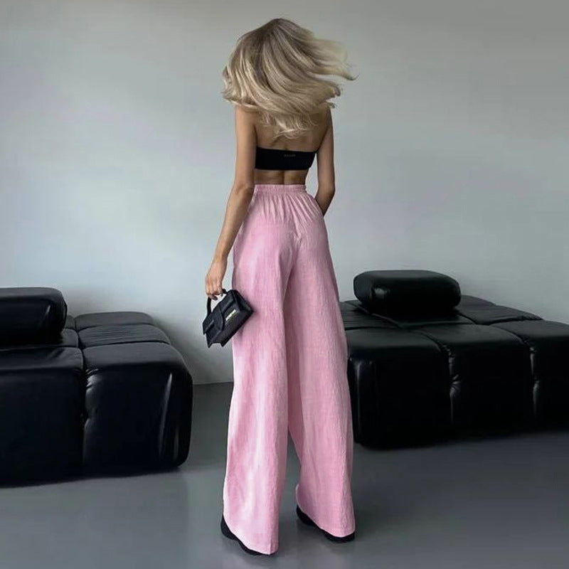 Kiss+United Simple Style Casual Drawstring Women Trousers