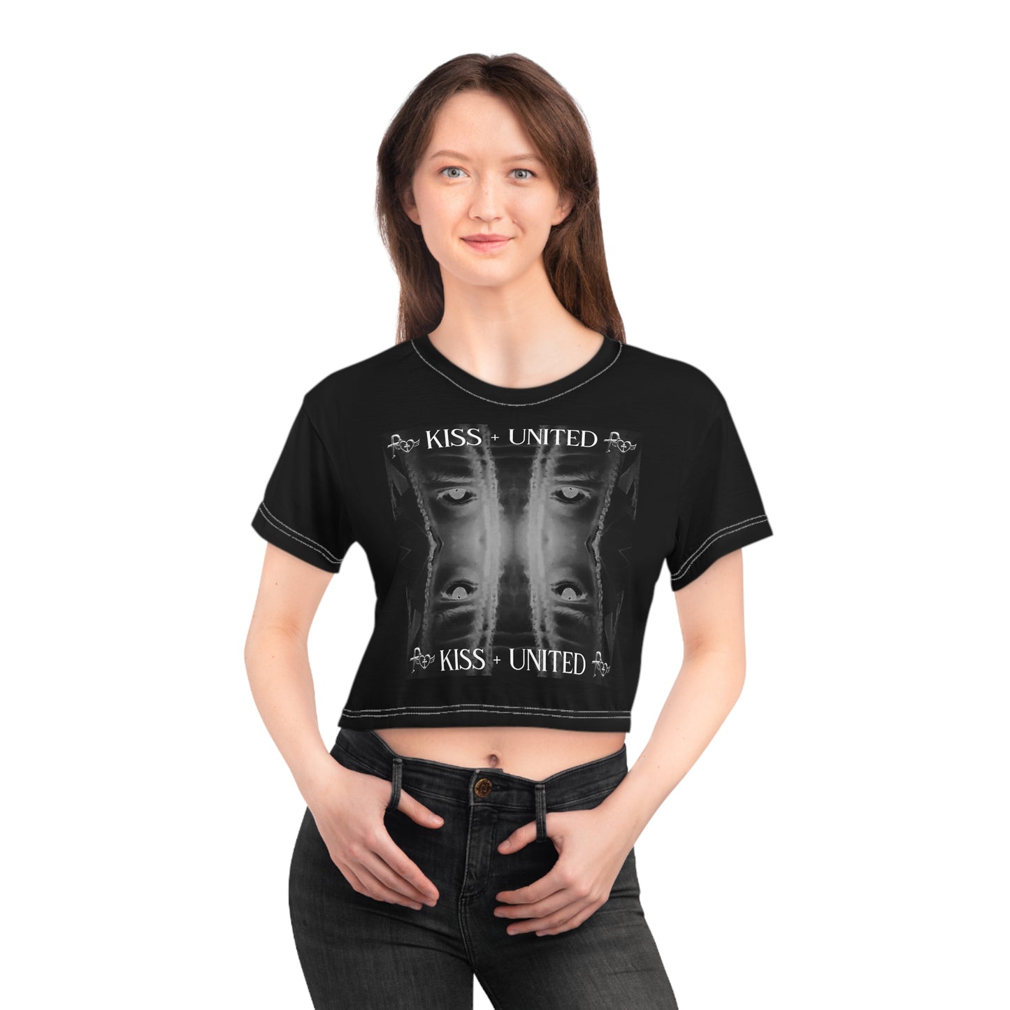 Kiss+United Mystic Black Crop Tee (AOP) Black