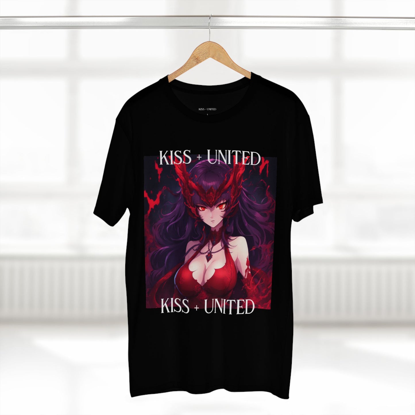 Kiss+United Tyrant Red Adult Black Tee