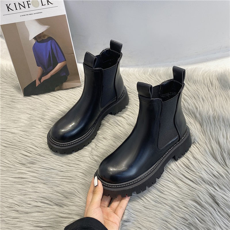 Kiss+United Kin British-style High-heeled Martin Boots Girl