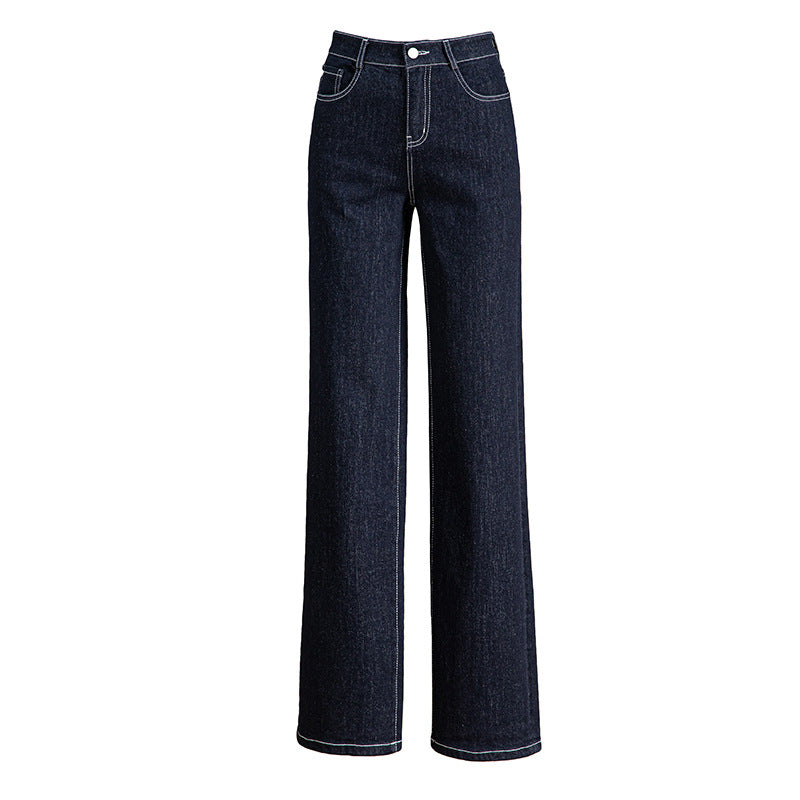 High Waist Denim Stretch Mop Wide Leg Pants