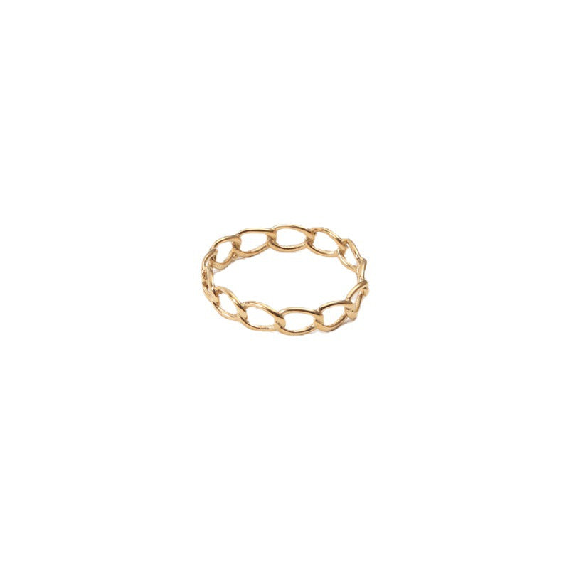 Kiss+United Women's Style Designer Golden Chain Ring