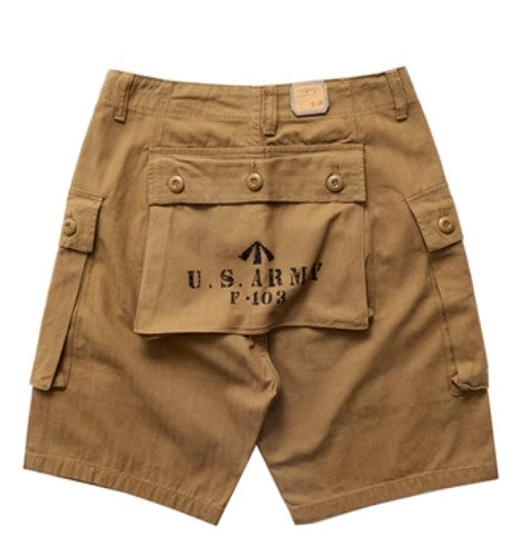 Kiss+United Heavy Weight Washed Khaki Twill Tooling Multi-bag Shorts