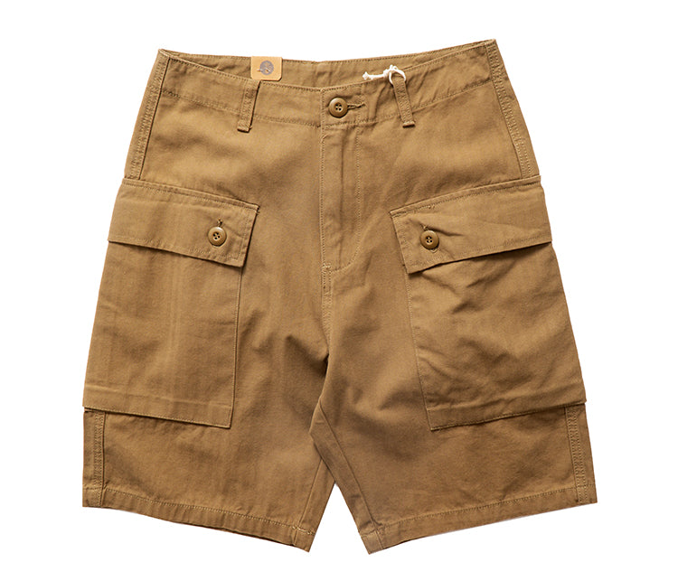 Kiss+United Heavy Weight Washed Khaki Twill Tooling Multi-bag Shorts