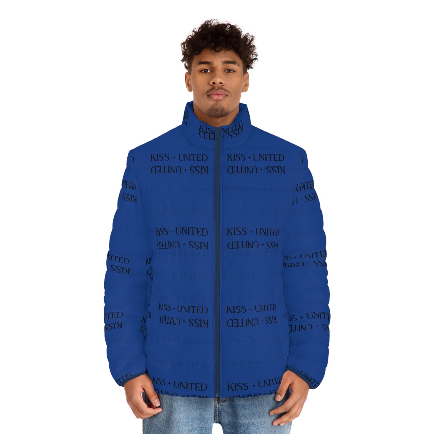 Kiss+United Many Men's Puffer Jacket (AOP) Deep Blue