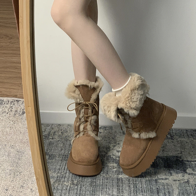 Kiss+United Warm Slugged Bottom Snow Boots For Women Winter