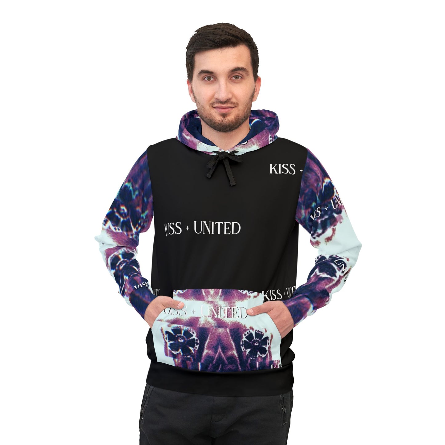 Kiss+United New Era Black Athletic Hoodie (AOP)