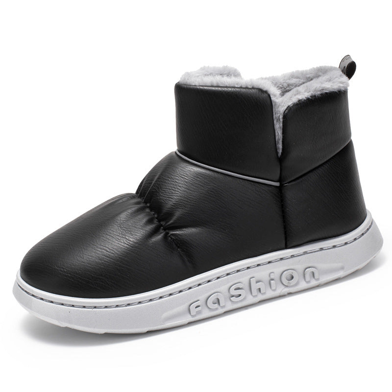 Kiss+United Winter Fleece-lined Warm Bread Shoes High-top Leather Men's Casual