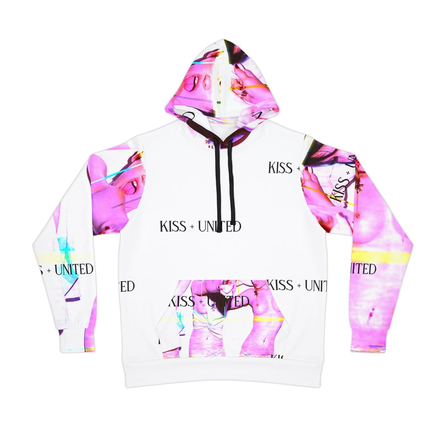 Kiss+United Nudestress Pink Athletic Hoodie (AOP)