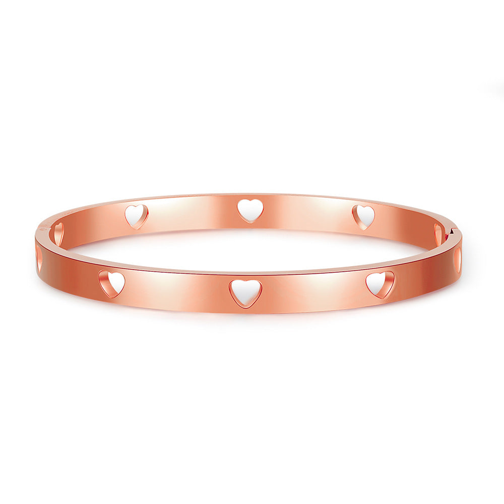 Kiss+United Heart Trendy Stainless Steel Simple Buckle Bracelet