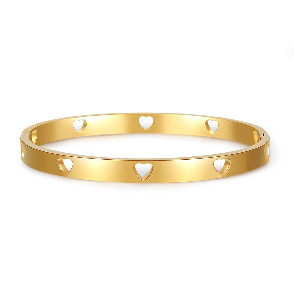 Kiss+United Heart Trendy Stainless Steel Simple Buckle Bracelet