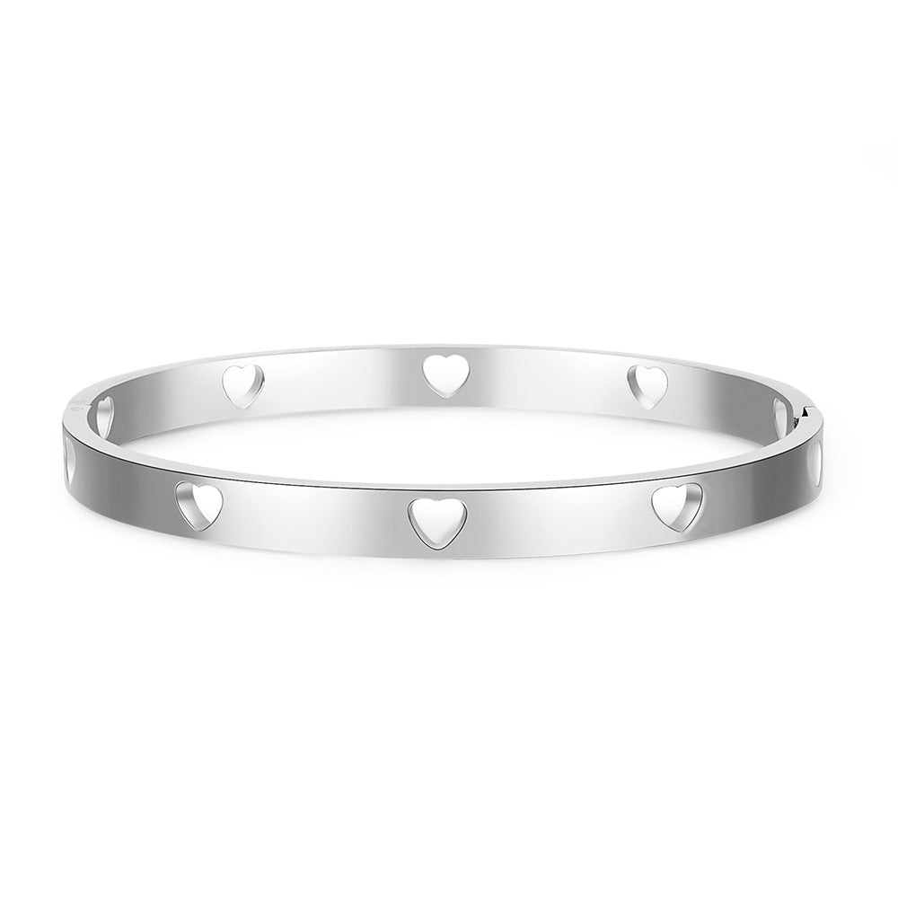 Kiss+United Heart Trendy Stainless Steel Simple Buckle Bracelet