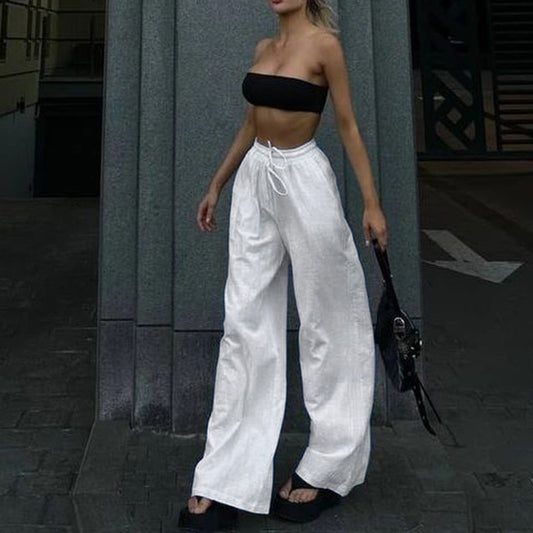 Kiss+United Simple Style Casual Drawstring Women Trousers